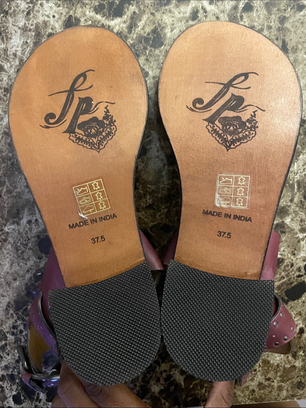 Free People Plum Studded Leather Block Heel Sandals - Picture 3 of 3